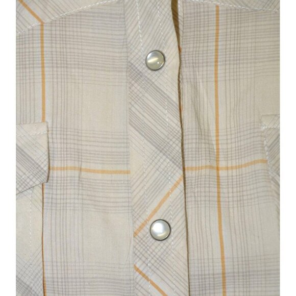 Bit & Bridle Western Shirt Tan Plaid Embroidered Floral Pearl Snaps Size XL - Picture 5 of 12